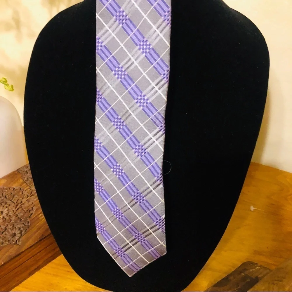 Pronto Uomo Platinum Narrow Tie Purple Stripe